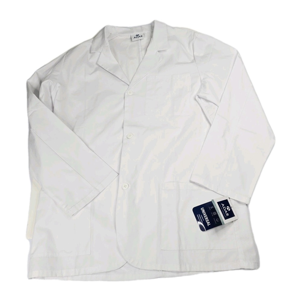 Adar Universal Unisex Classic Fit White‎ Lab Coat Medical Uniform Size L
